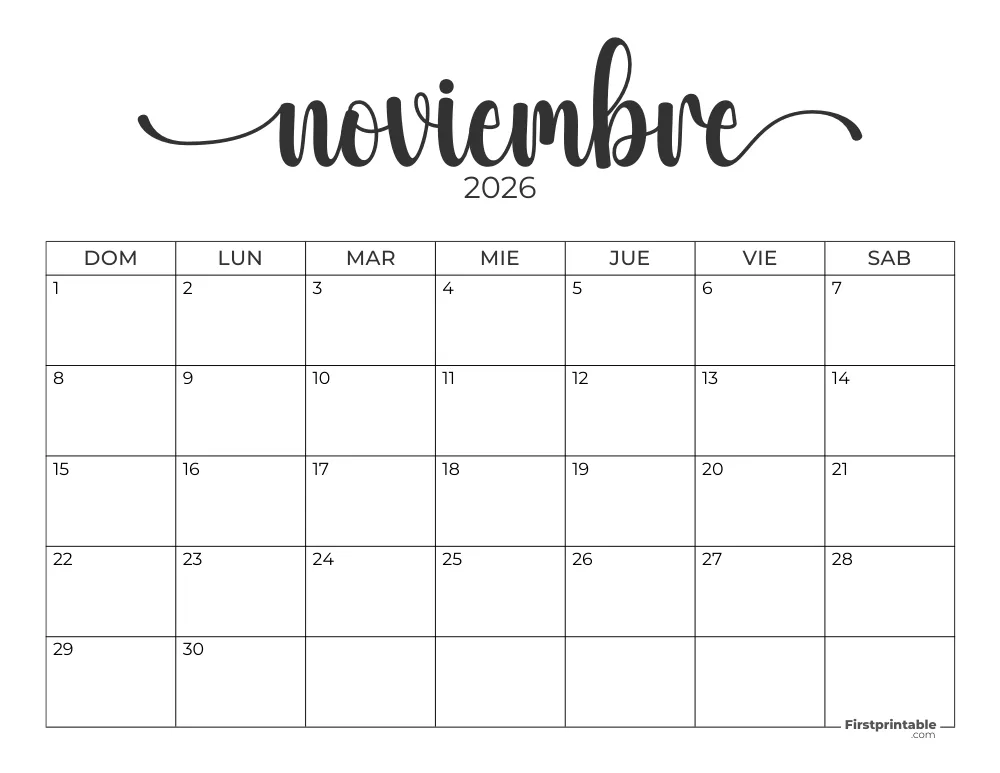 Calendario 2026 noviembre