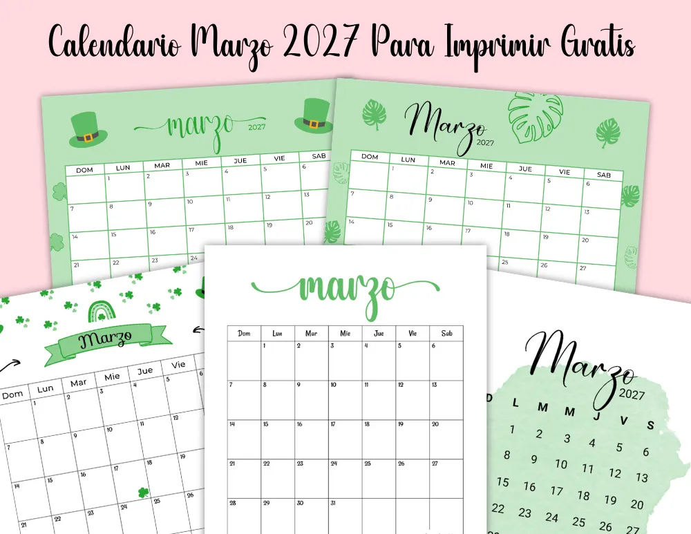 Calendario Marzo 2027 Para Imprimir Gratis en Español