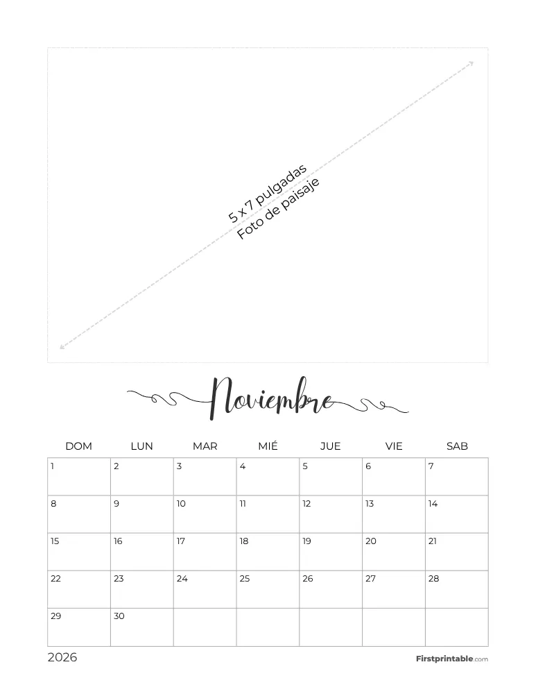 Calendario de fotos de noviembre de 2026