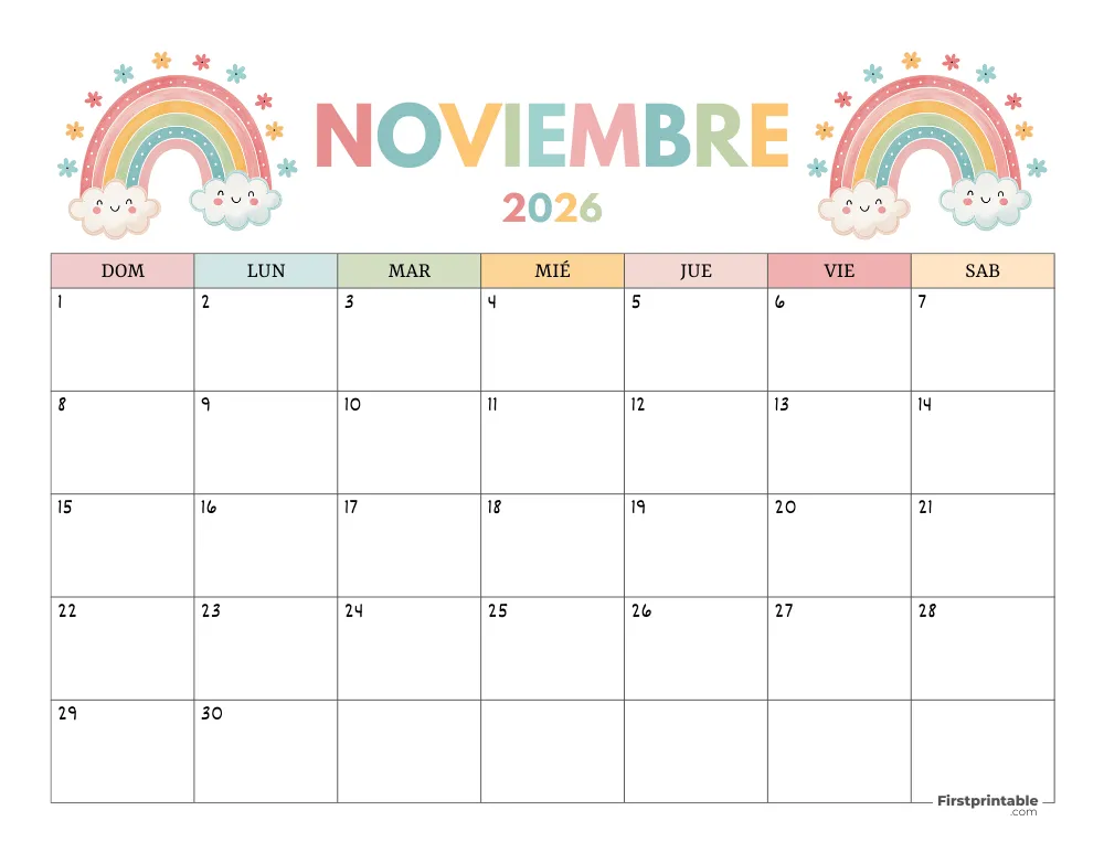 Calendario gratuito de noviembre de 2026
