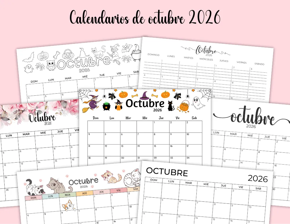 Calendarios imprimibles de octubre de 2026