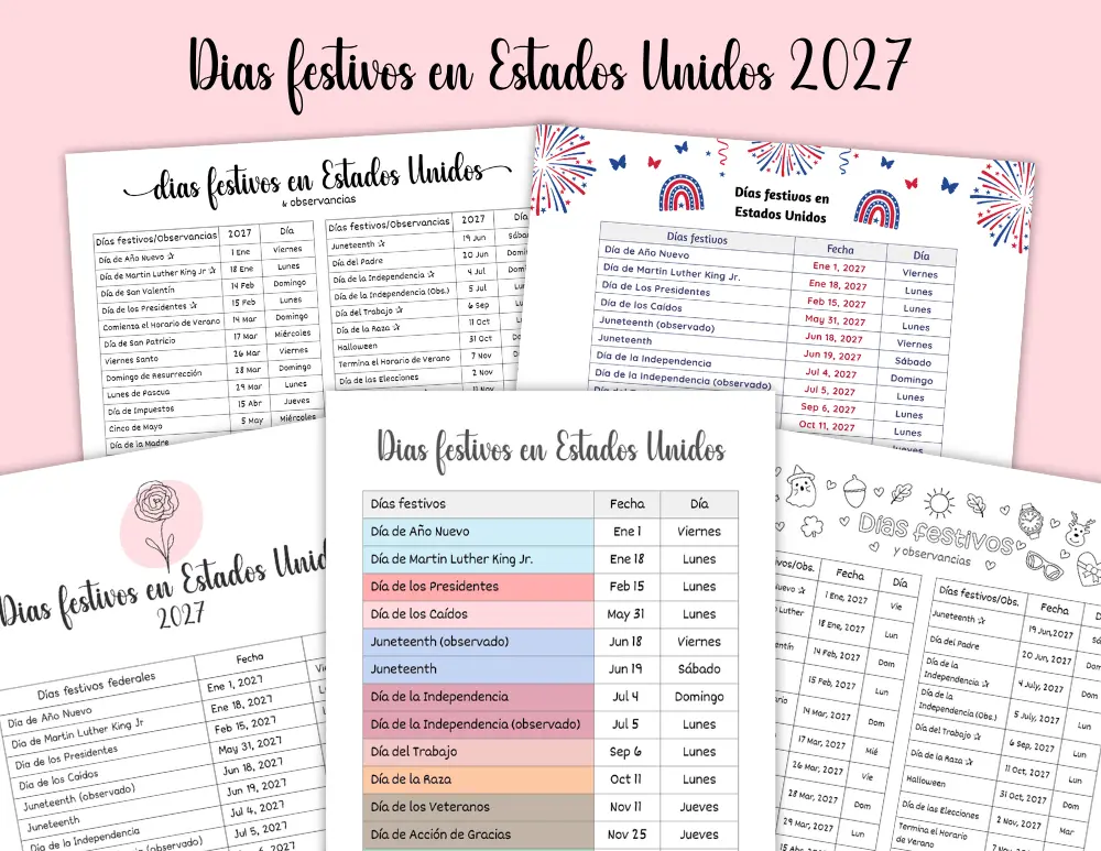 Días festivos en Estados Unidos 2027