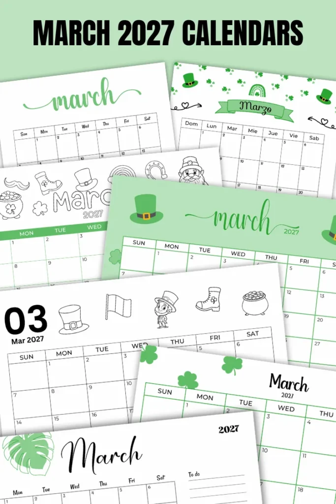 March 2027 Calendars | 40 Free Printable PDF