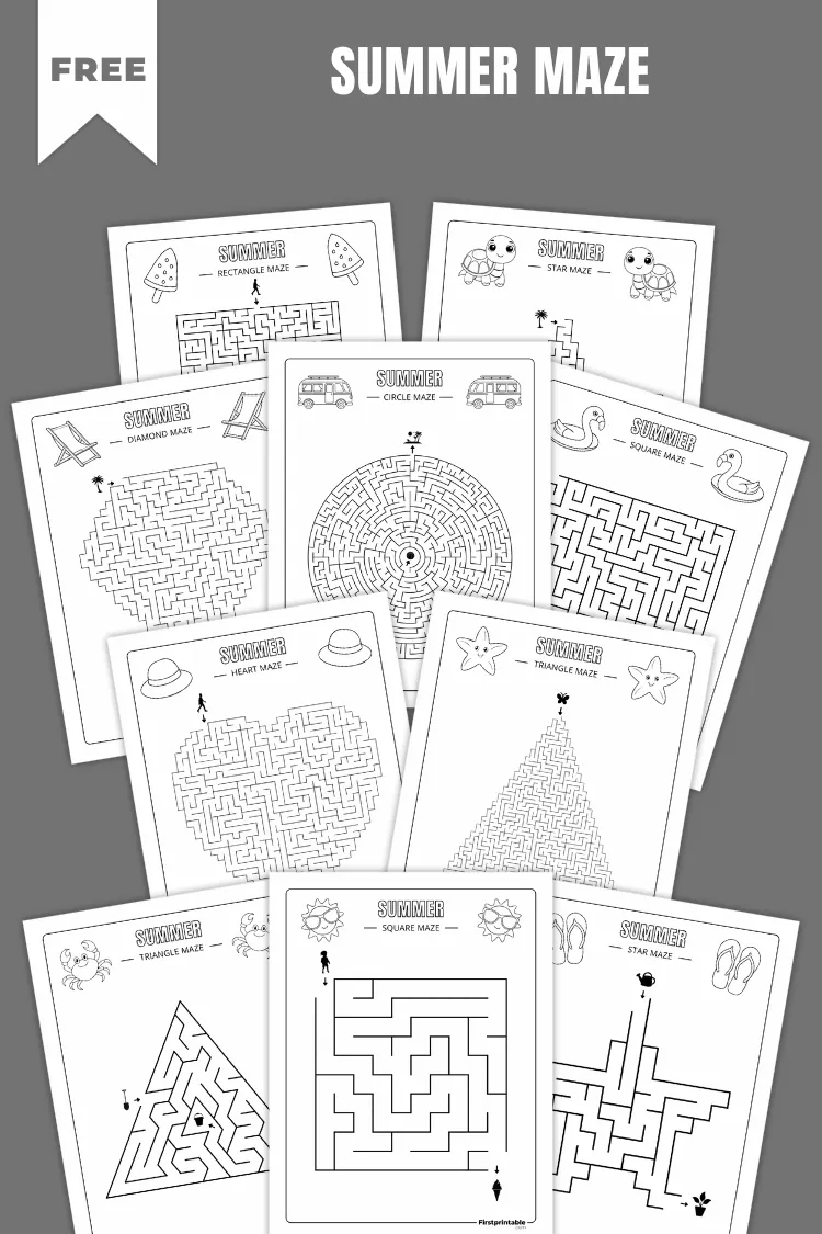 Summer Maze Puzzles | Free PDF Printables