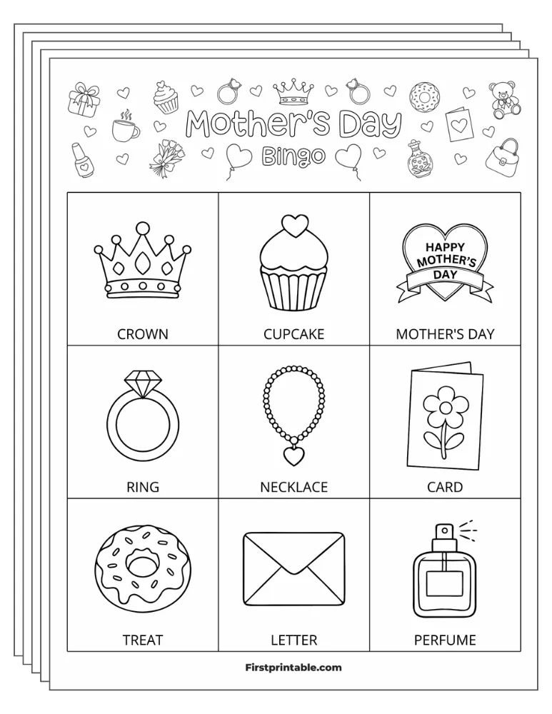 Mother's Day Bingo Cards 02 - Half Page - 3x3 (30 Cards)