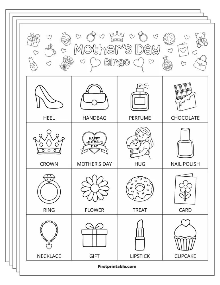 Mother's Day Bingo Cards 02 - Half Page - 4x4 (30 Cards)
