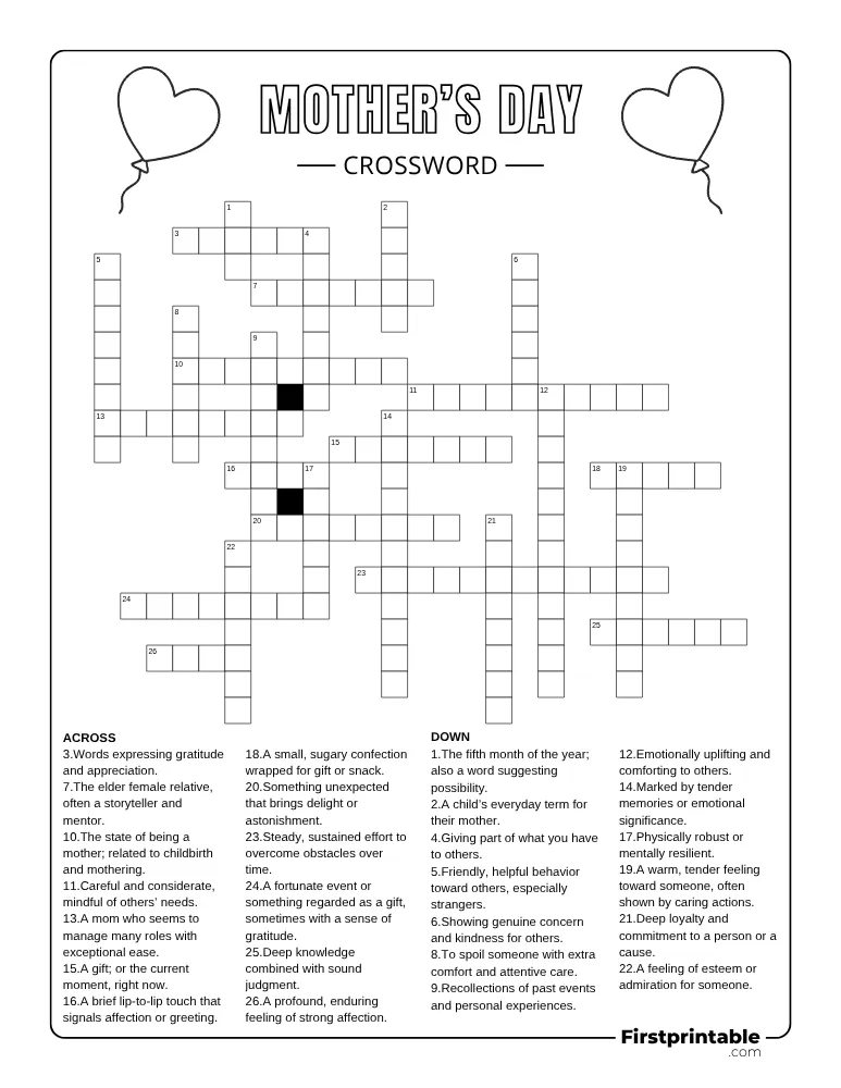 Mother's Day Crossword - Hard 02