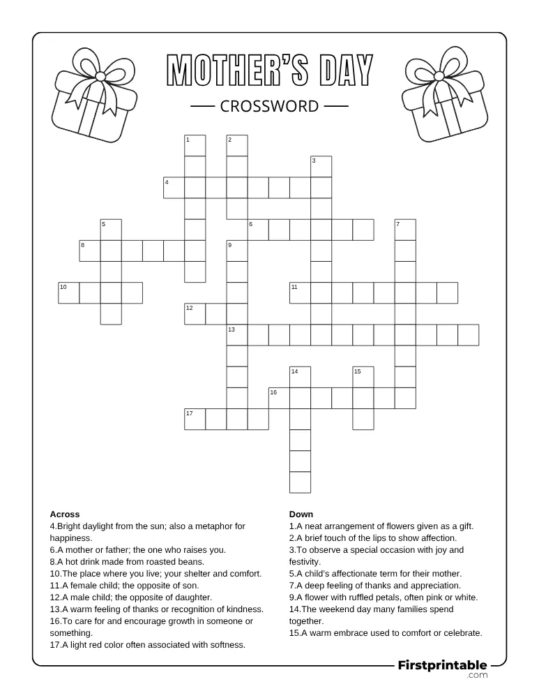 Mother's Day Crossword - Medium 01
