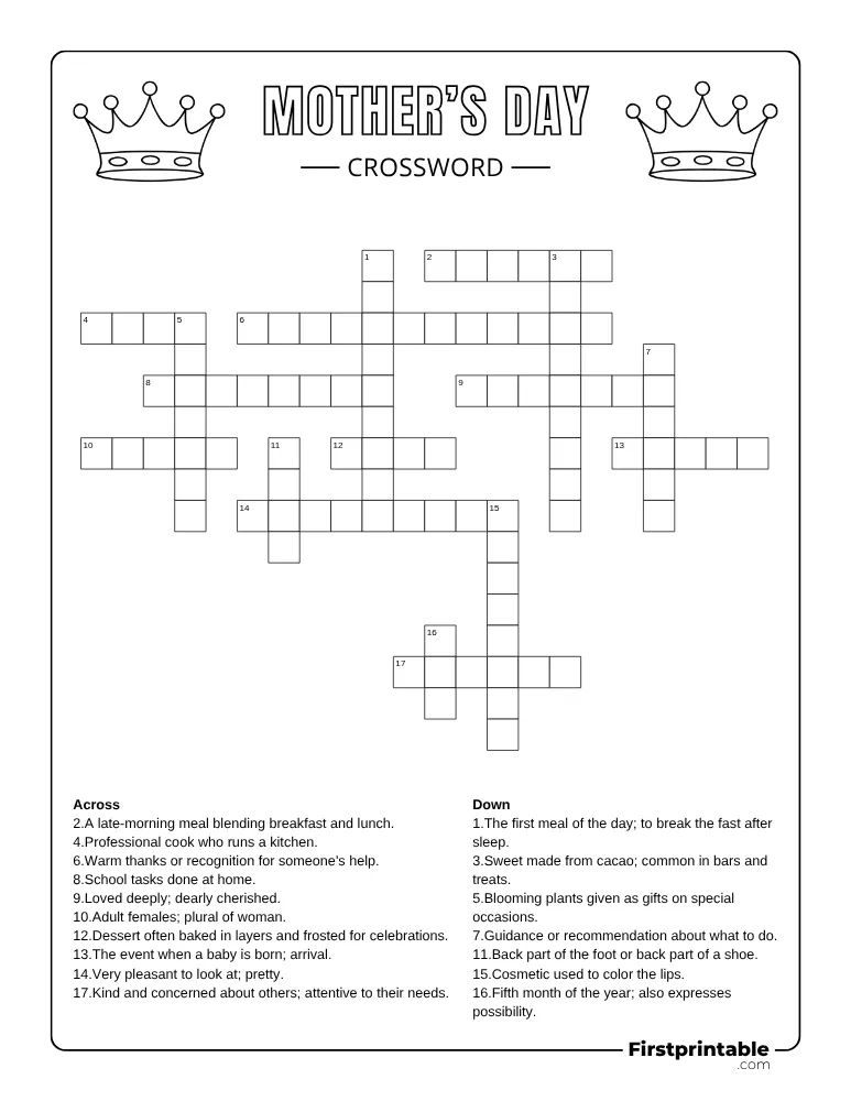 Mother's Day Crossword - Medium 02