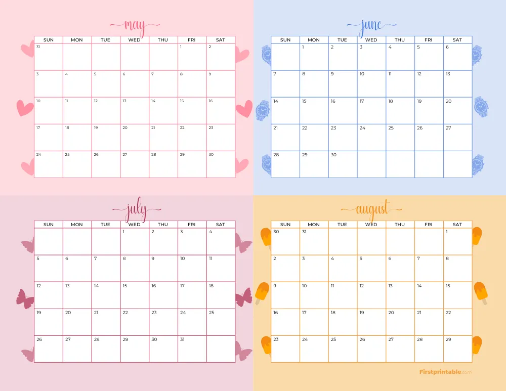 Printable Summer Calendar 2026 Template 12