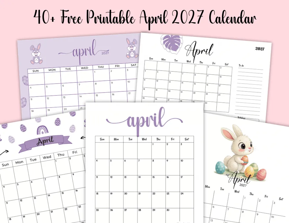 40+ Free Printable April 2027 Calendar
