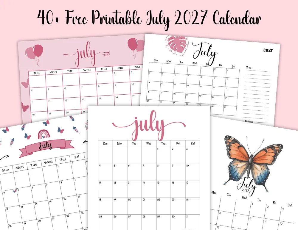 40+ Free Printable July 2027 Calendar