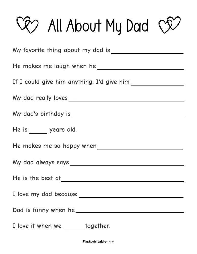 All About My Dad Questionnaire 10