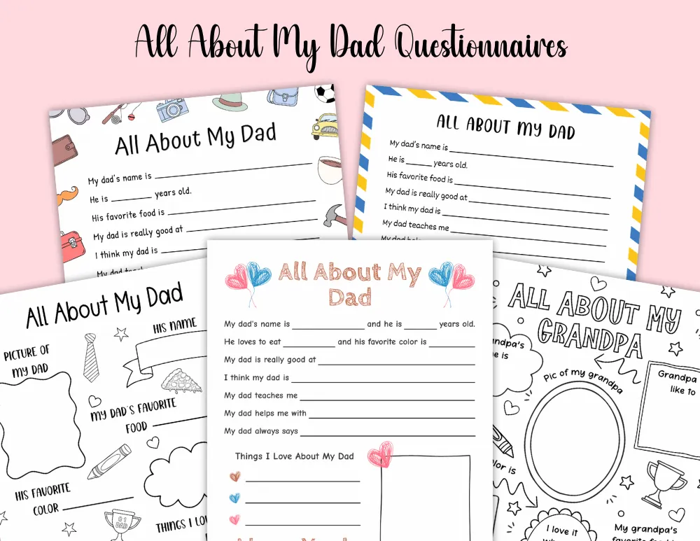 All About My Dad Questionnaires
