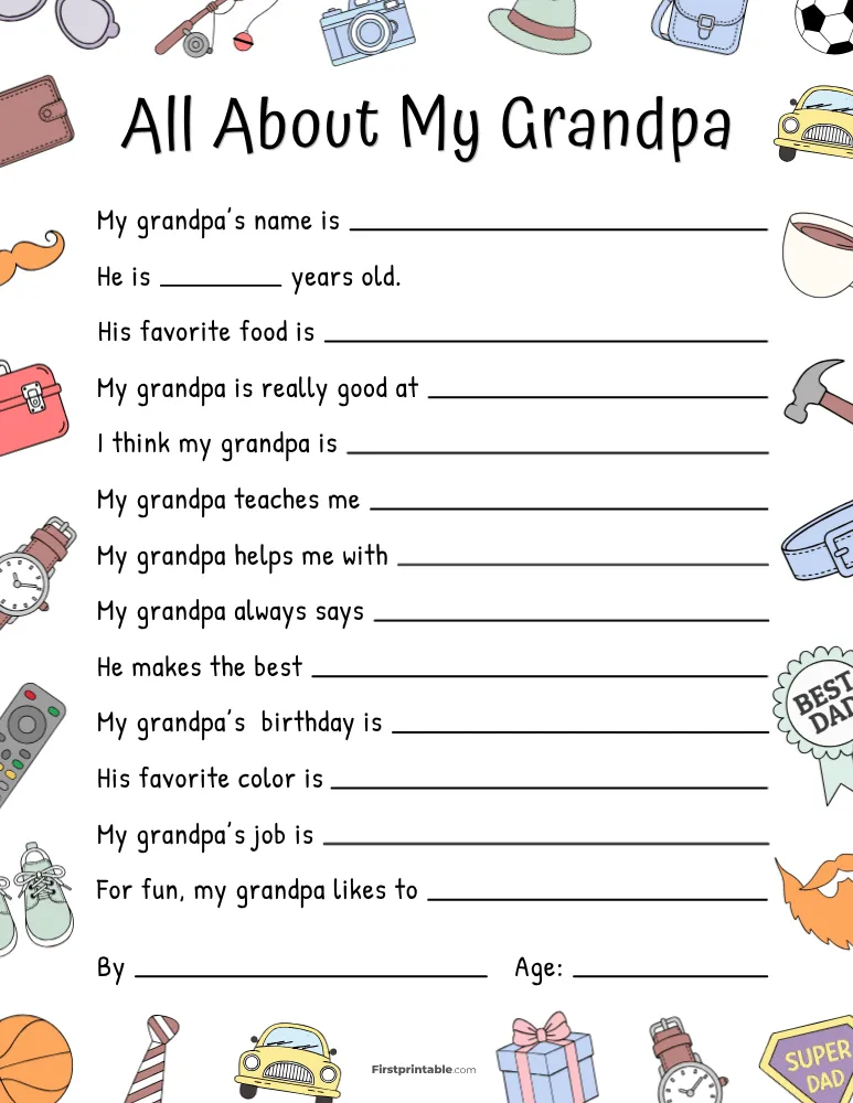 All About My Grandad Questionnaire 01
