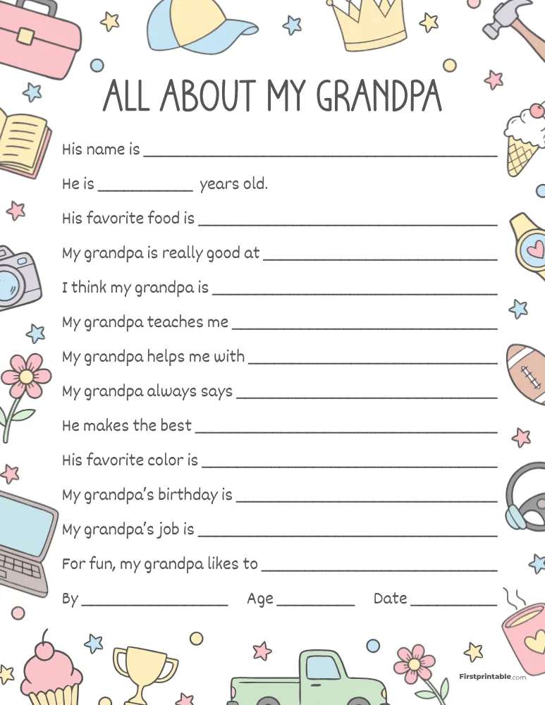 All About My Grandad Questionnaire 02