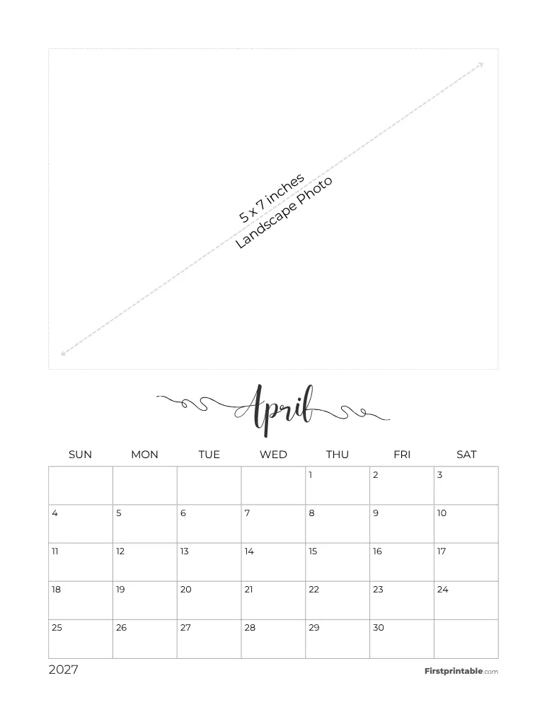April 2027 Photo Calendar