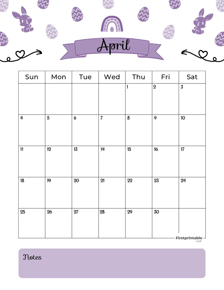 April Calendar 2027 Spring Template 01