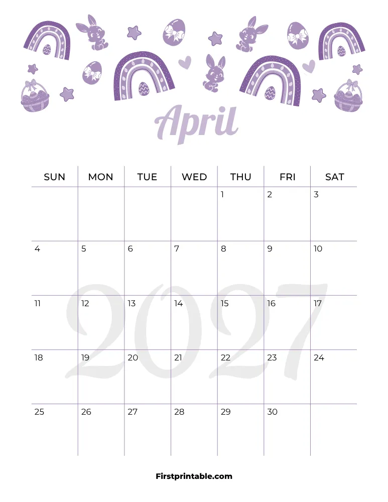 April Calendar 2027 Spring Template 06