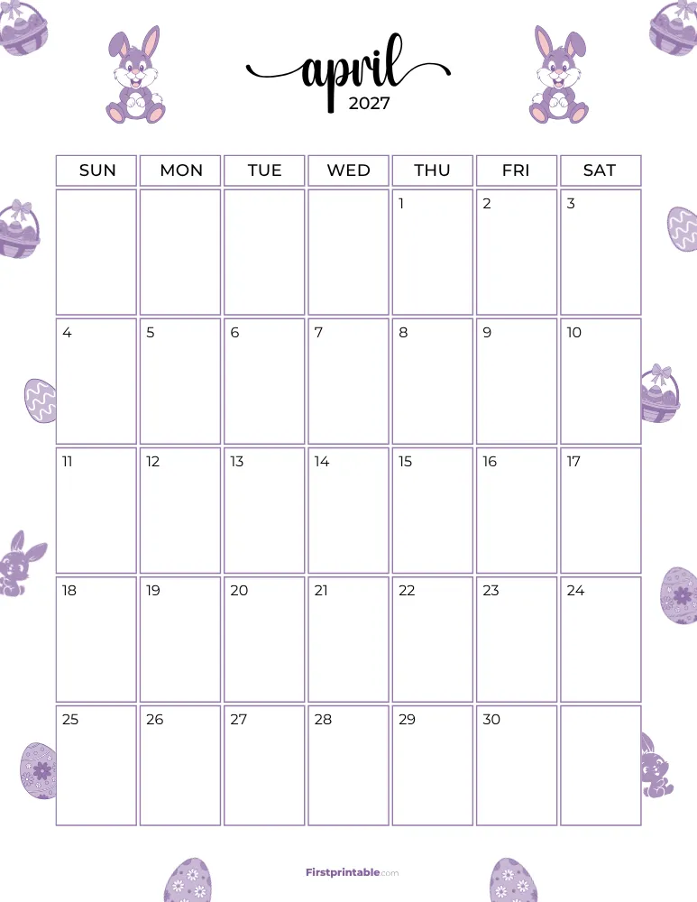 April Calendar 2027 Spring Template 09