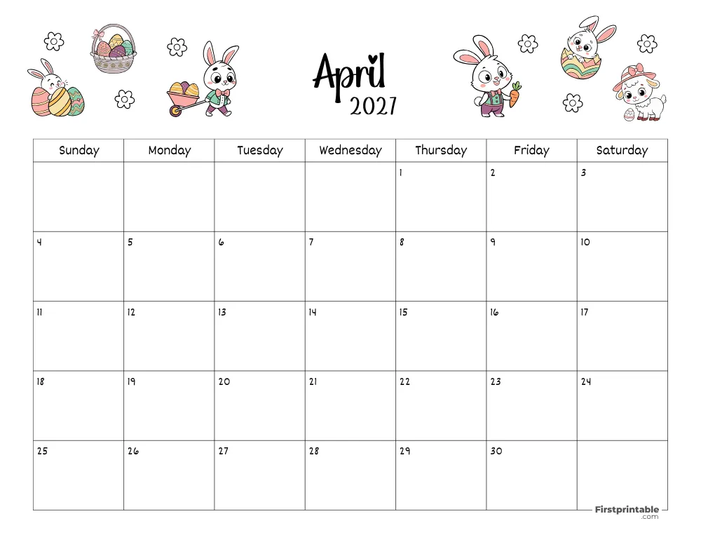 April Calendar 2027 Spring Themed 02