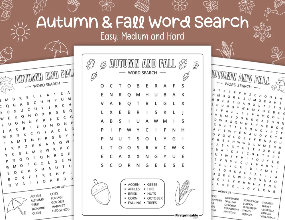 Autumn and Fall Word Search