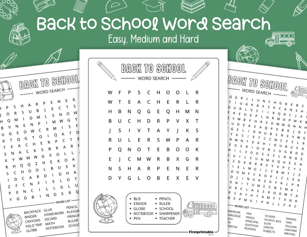 Back to School Word Search