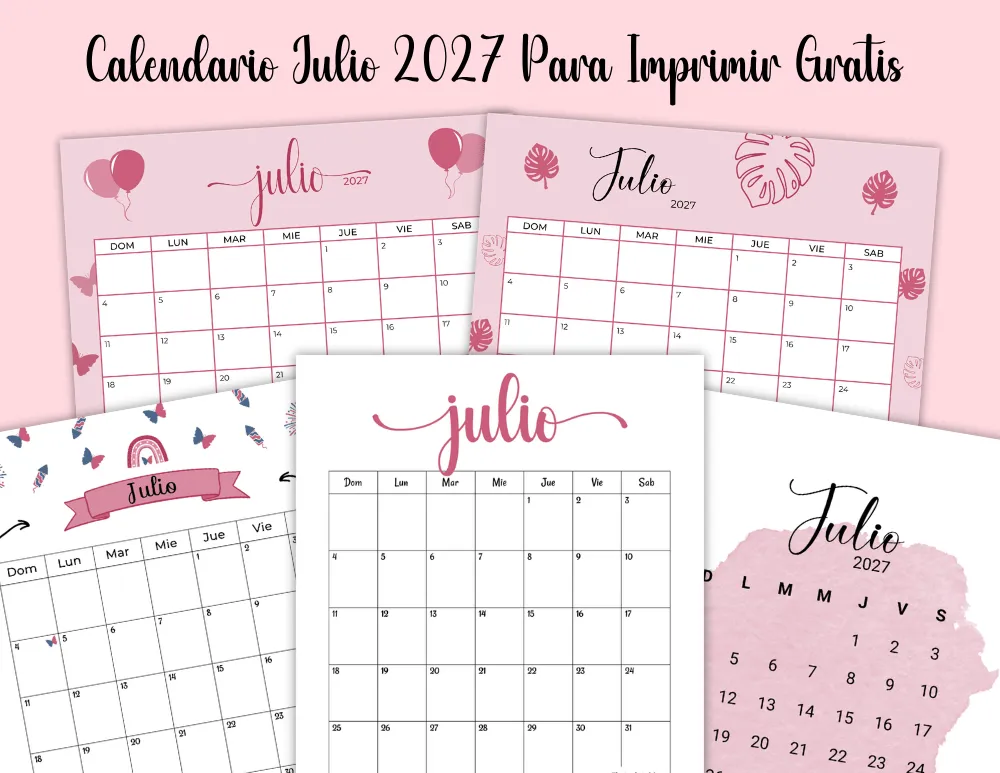 Calendario Julio 2027 Para Imprimir Gratis en Español