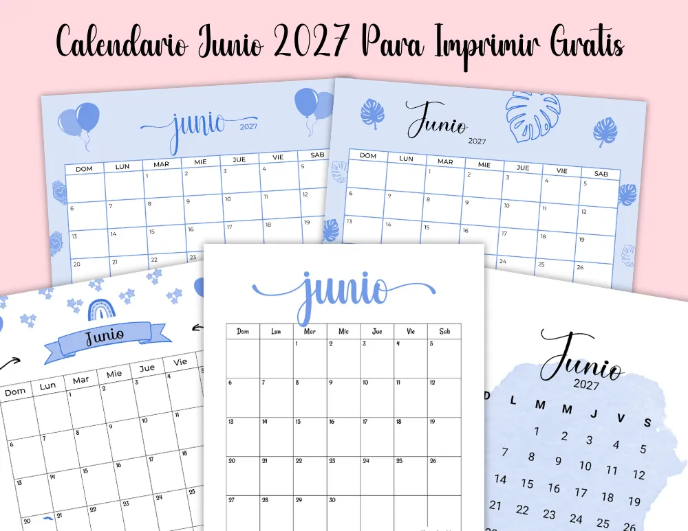 Calendario Junio 2027 Para Imprimir Gratis en Español Calendario Junio 2027 Para Imprimir Gratis en Español