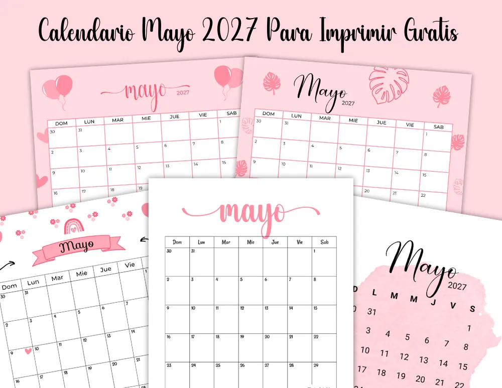 Calendario Mayo 2027 Para Imprimir Gratis en Español