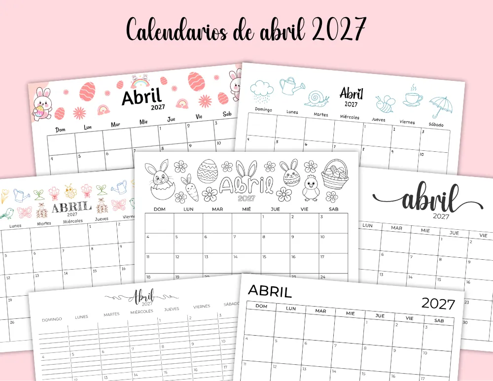 Calendarios imprimibles de abril de 2027