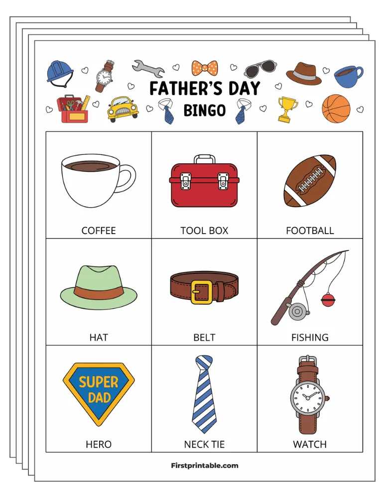 Father's Day Bingo Cards 01 - 3x3 (30 Cards)