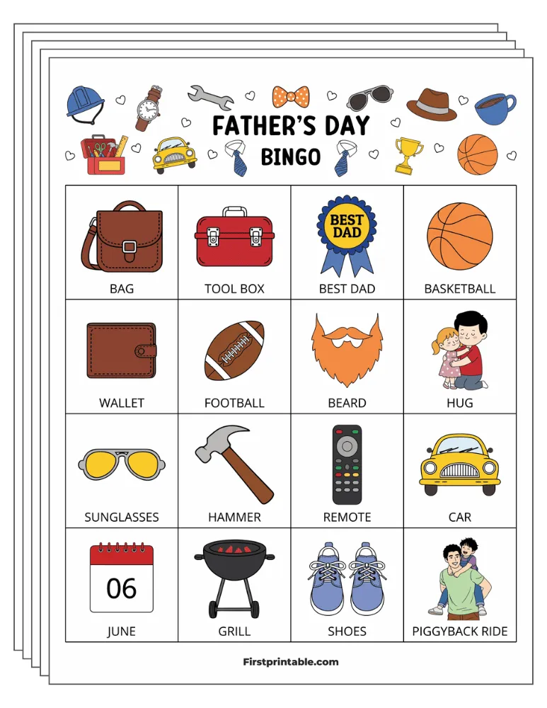 Father's Day Bingo Cards 01 - 4x4 (30 Cards)