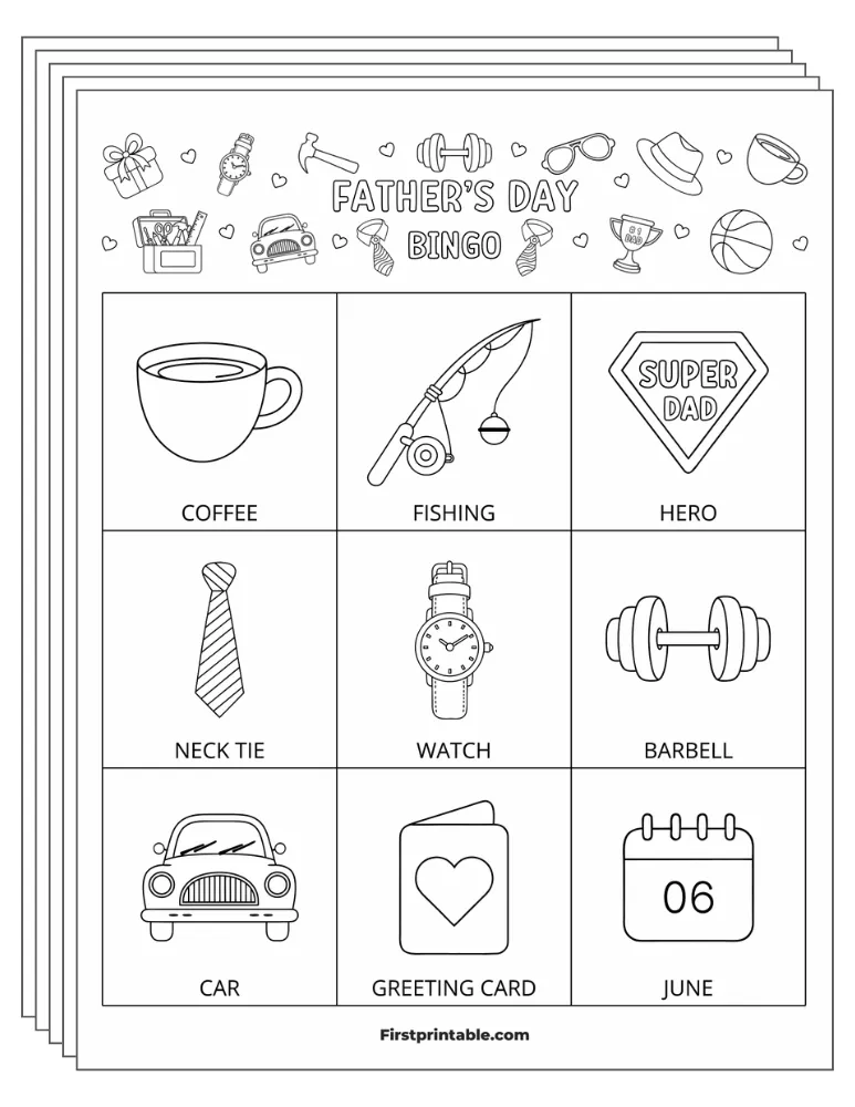 Father's Day Bingo Cards 02 - Half Page - 3x3 (30 Cards)