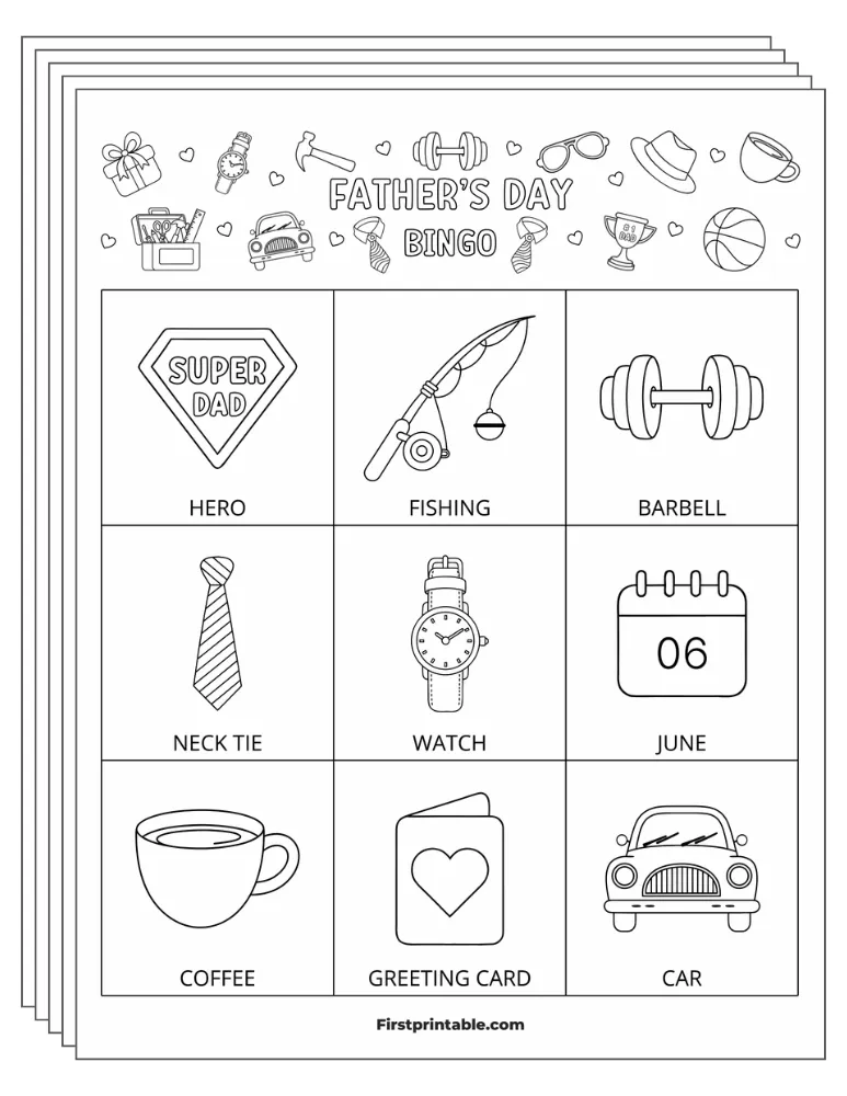 Father's Day Bingo Cards 02 - 3x3 (30 Cards)