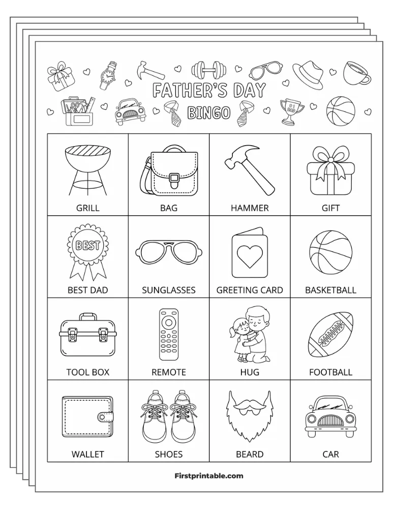 Father's Day Bingo Cards 02 - Half Page - 4x4 (30 Cards)