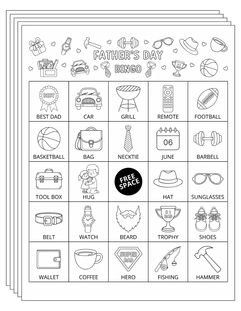 Father's Day Bingo Cards 02 - Half Page - 5x5 (30 Cards)