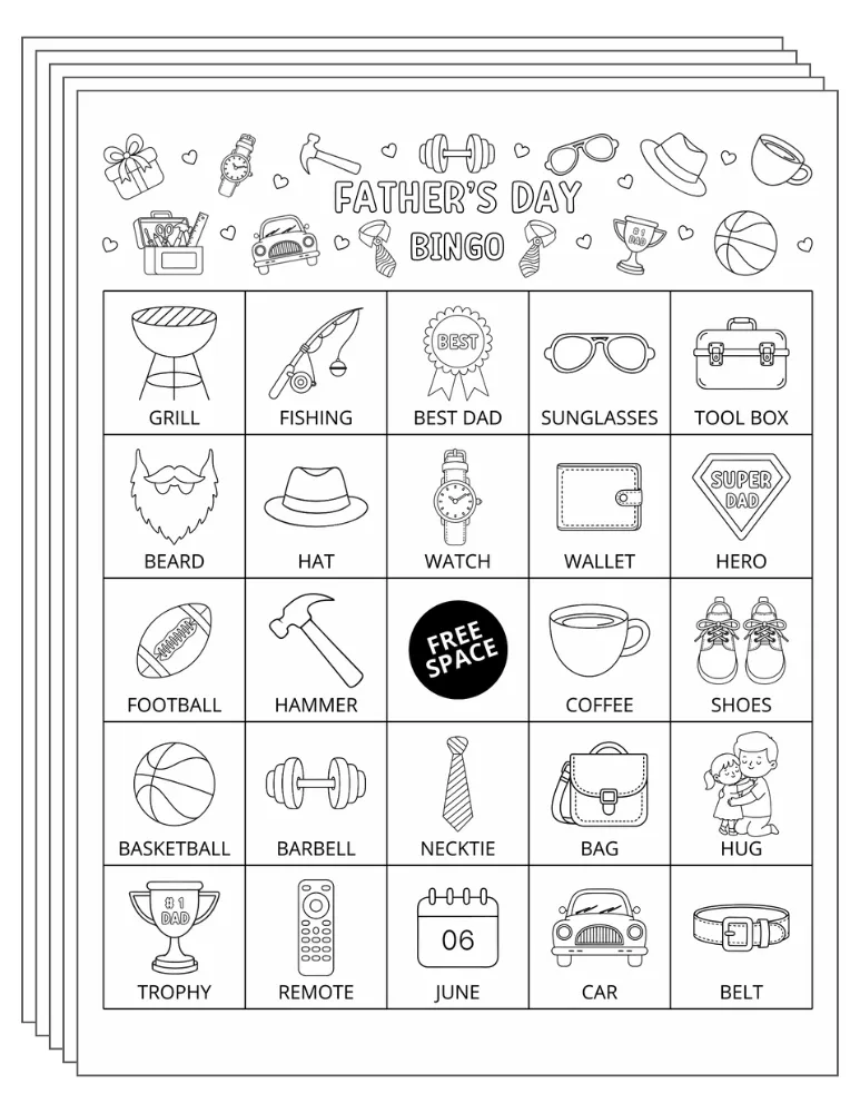 Father's Day Bingo Cards 02 - 5x5 (30 Cards)