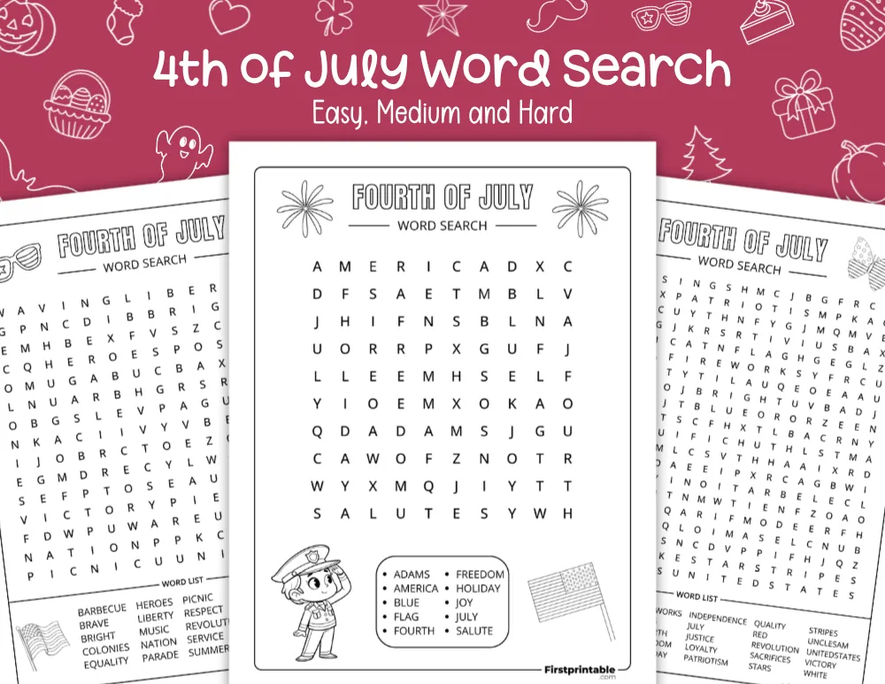 4th of July Word Search