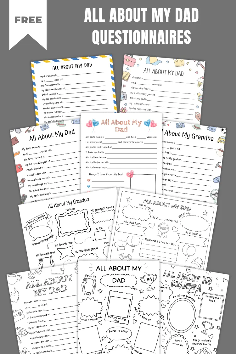 All About My Dad Printables | 15+ Free PDF Templates