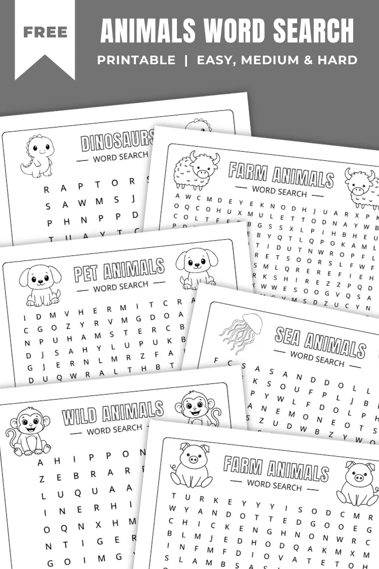 Animal Word Search Puzzles | Free Printable
