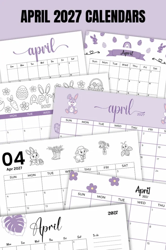 April 2027 Calendars | 40 Free Printable PDF