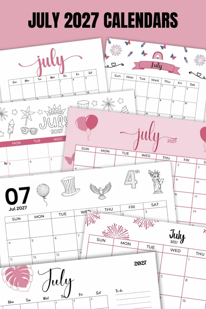 July 2027 Calendars | 40 Free Printable PDF