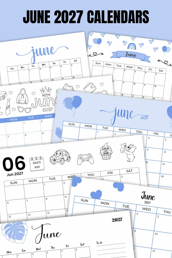 June 2027 Calendars | 40 Free Printable PDF