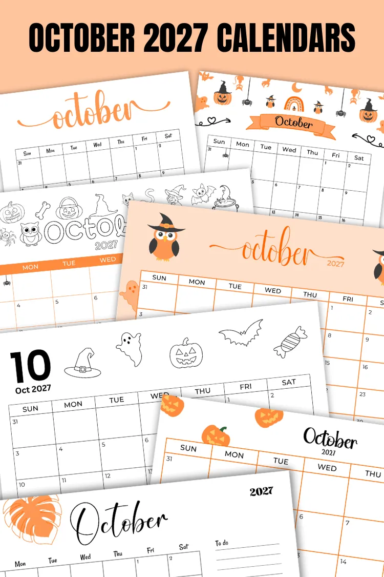 October 2027 Calendars | 40 Free Printable PDF