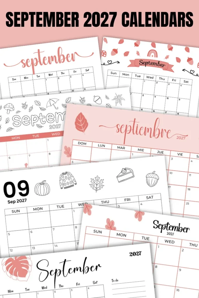 September 2027 Calendars | 40 Free Printable PDF