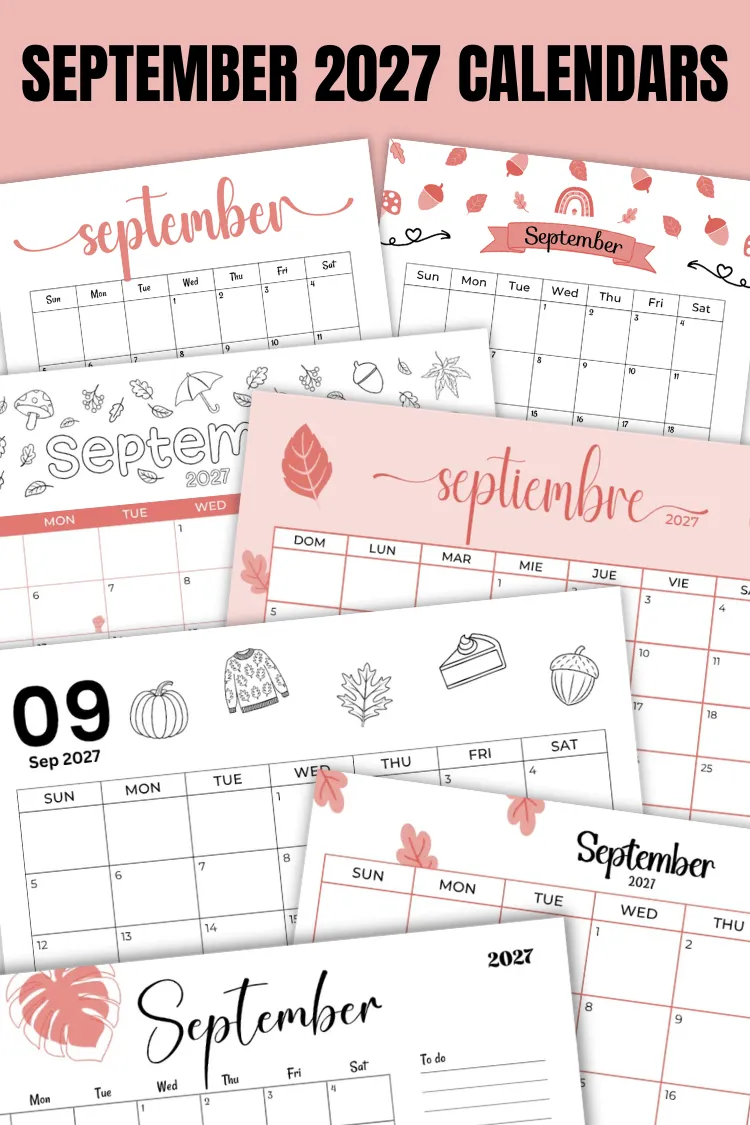 September 2027 Calendars | 40 Free Printable PDF