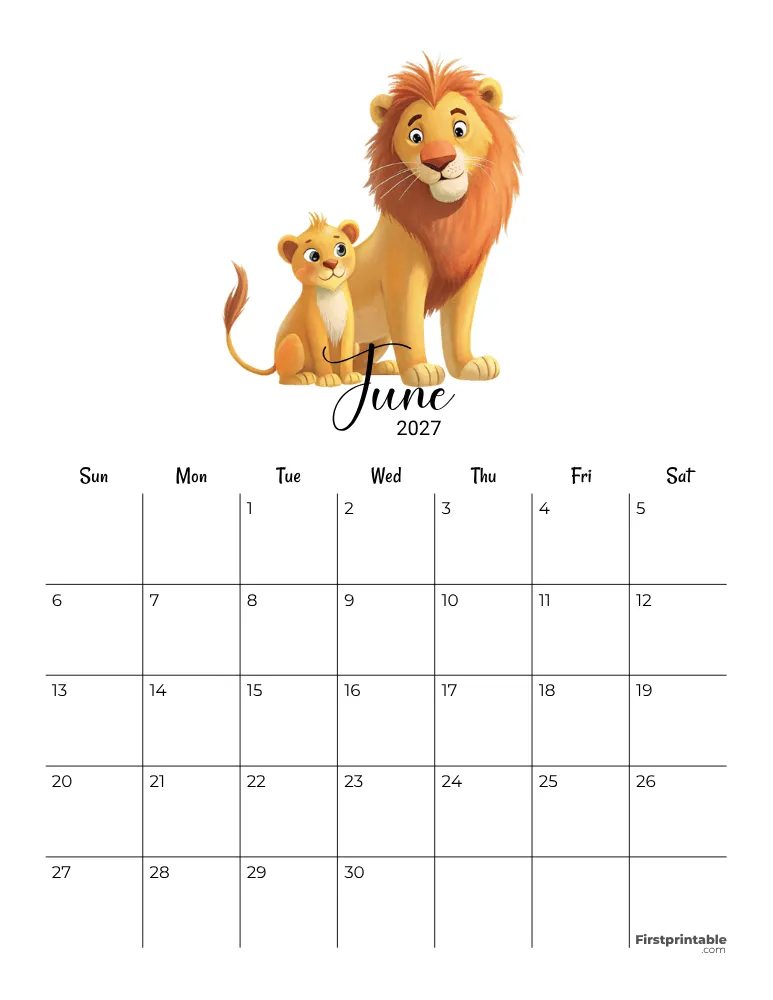 June Calendar 2027 Fathers Day Template 08