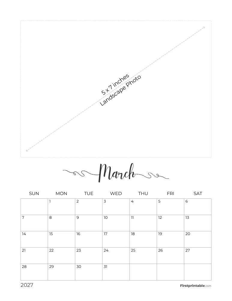 March 2027 Photo Calendar