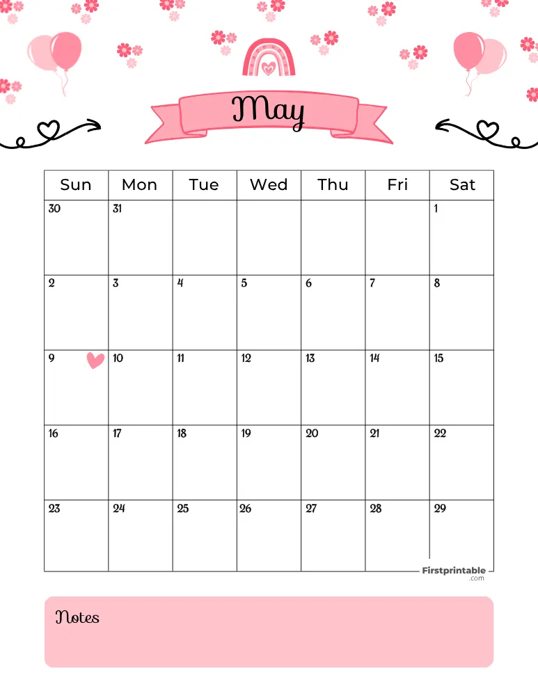 May Calendar 2027 Mothers Day Template 01